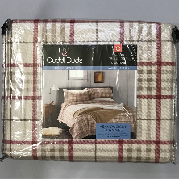 NEW Cuddl Duds Flannel Queen Size Sheet Set Snowman Red//Grey